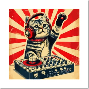 Funny Deejay House Cat Retro Vintage Posters and Art